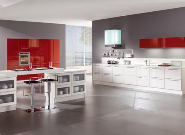 White And Red High Gloss Kitchen