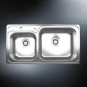 offset double bowl sink