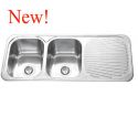 double kitchen sink with drainboard