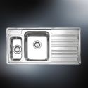 double stainless sink with drainboard
